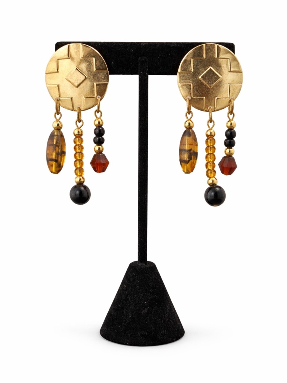 Gold-Tone Beaded Drop Earrings